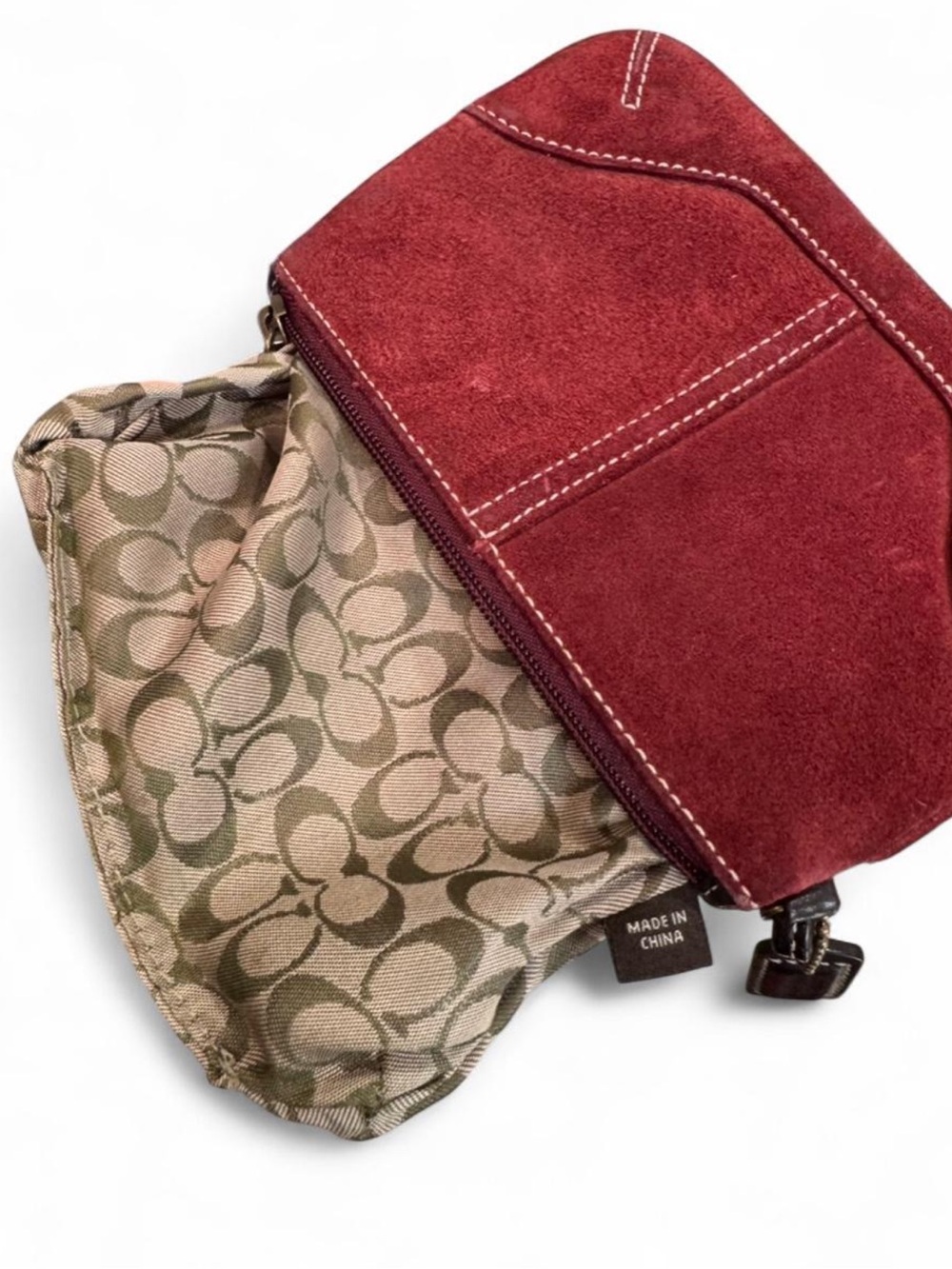 vintage coach burgundy red suede soho hobo wristlet / mini bag 🍷 - Picture 5 of 9